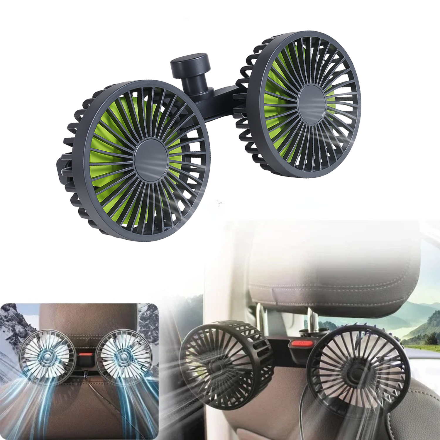 Dual Head Fan for Car Seats