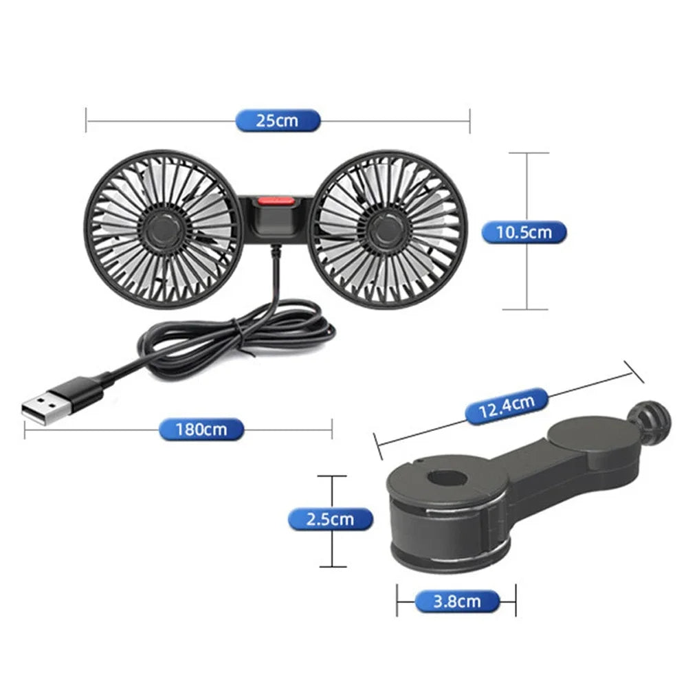 Dual Head Fan for Car Seats